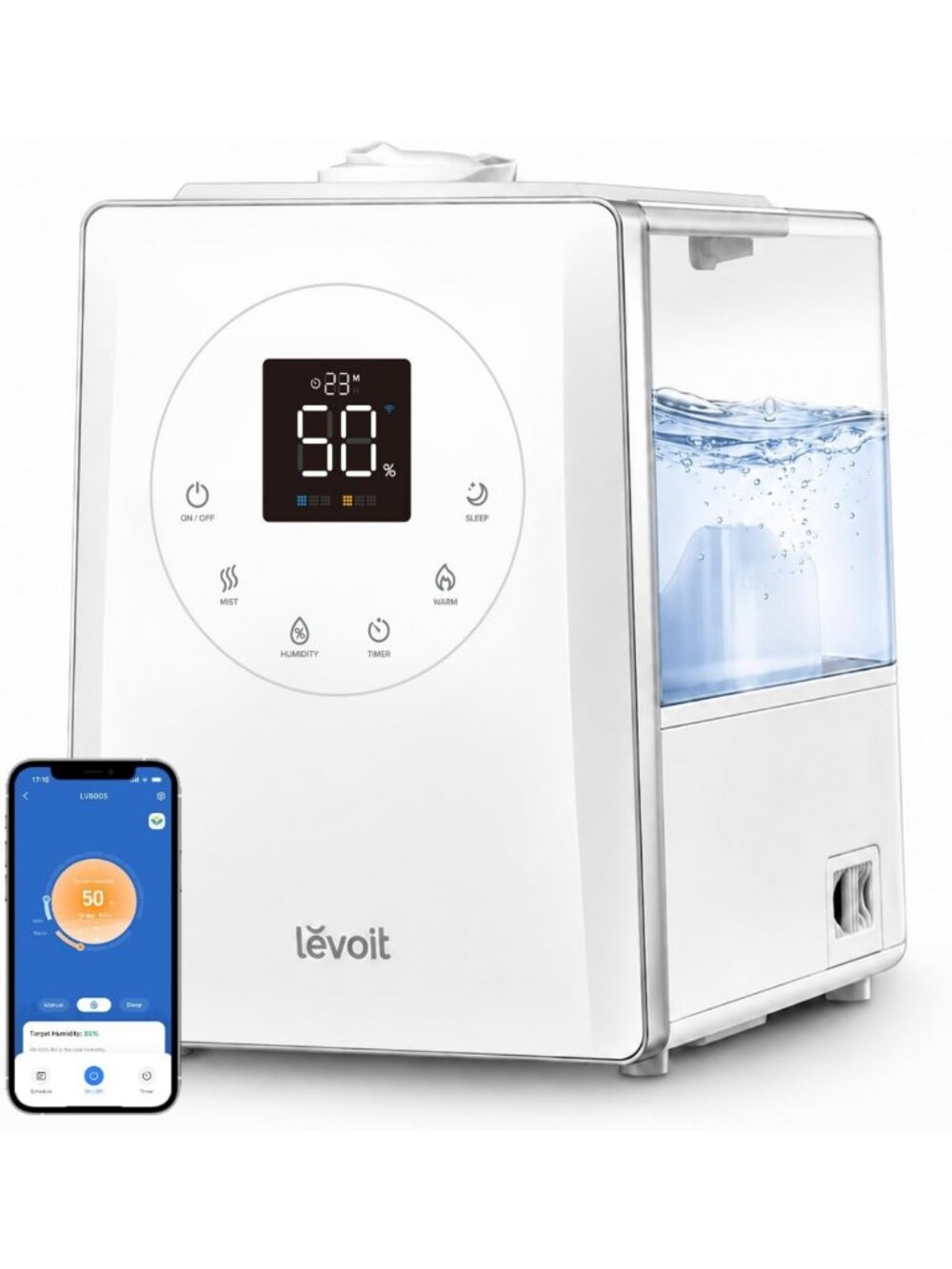 Smart Warm & Cool Mist Humidifier for Home & Bedroom - Large Room Essential